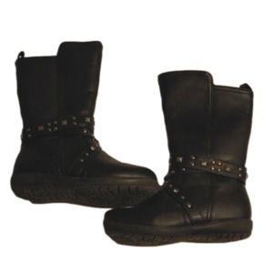 3/$25 BLACK toddler tall cowboy boots zipper and studs size 8